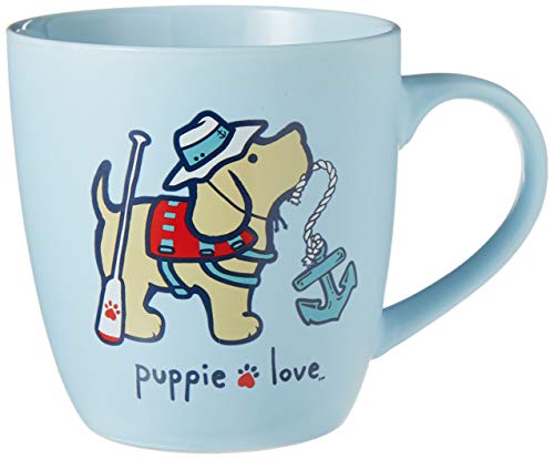 Pavilion Gift Company Bone China 17 Oz Mug-Puppie Love Lake Dog, Blue