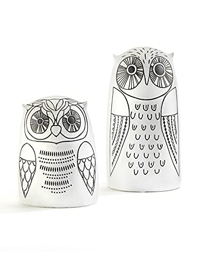 Giftcraft 717179 Adorable Owl Figurines Carved Design, Set of 2, Poly Resin