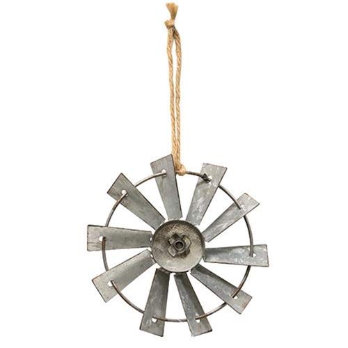 CWI Gifts Metal Windmill Ornament with Jute Hanger, 4 inch