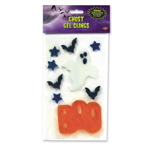 Beistle Ghost Gel Clings, 5-1/2-Inch by 9-1/2-Inch, 1 piece