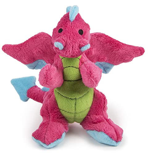 Worldwise goDog Dragon With Chew Guard Technology Tough Plush Dog Toy, Pink, Small, Bright Pink