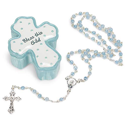 Roman Bless Boy Box with Rosary, 0.75-inch Height