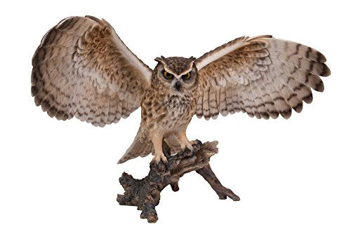 Hi Line Gift Ltd Eagle Owl on Branch with Wings Out Statue