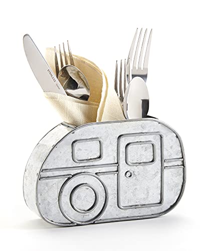 Giftcraft 716758 Napkin and Utensil Holder Container, 7.1-inch Length, Metal