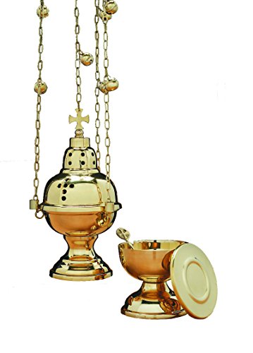 Christian Brands Autom Eastern Rite Censer with 12 Bells and Boat Set