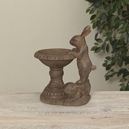 Gerson International Bunny Birdbath, Resin, 14.1-inch Height