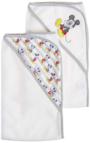 UPD Cudlie Disney Mickey Mouse Baby Boys 2 Pack Rolled Hooded Towels On Header Card