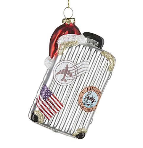 RAZ Imports 4224591 Holiday Luggage Decorative Ornament, 5.5-inch Height , Glass