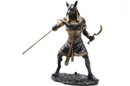 Pacific Trading PTC 10 Inch Seth Fighting Warrior Egyptian Mythological Statue Figurine,Black and Gold