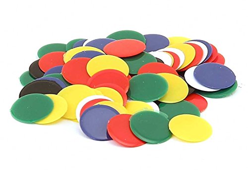 Hygloss Products, Inc 100-Opaque Chips-Plastic Color Bingo Supplies Discs for Counting, Game Tokens, Markers-Opaque, 7/8" Diameter, 100 Pack, 100 Pcs