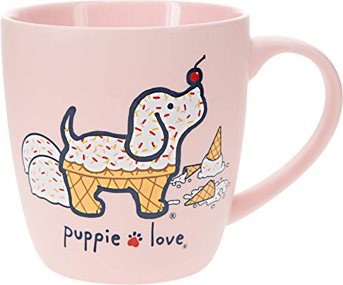 Pavilion Gift Company Ice Cream Puppie Love-17oz Bone China Coffee Cup Mug, 17oz, Pink