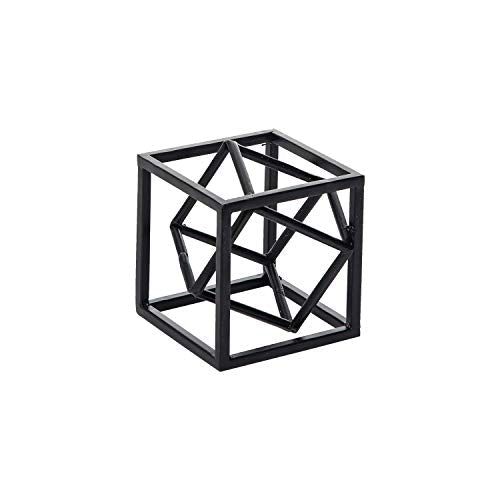 Foreside Home and Garden Black Modern Cube Metal Decorative Sculpture, 39