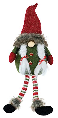Boston International Christmas Tabletop Gnome Figurine, 9 x 15.5-Inches, Dangling Legs Clover