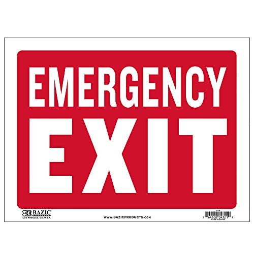 BAZIC Emergency Exit Sign 9"X12", Vinyl Plastic Signs, Waterproof Indoor Signage for Store Office Restaurants Bars Retail Salon Shop, 1-Pack