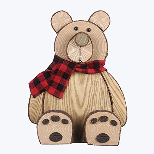 Youngs 91779 Wood Christmas Bear Figurine