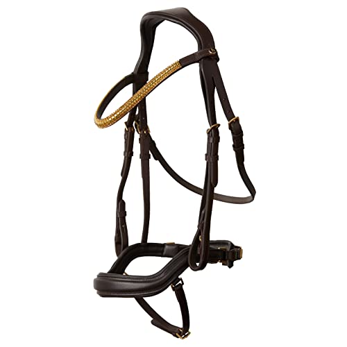 HORZE Highbury Anatomical Crystal Dressage Bridle - Dark Brown - Pony