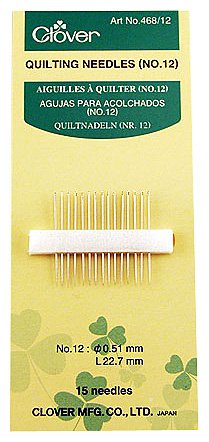 CLOVER 468/12 Quilting Needles, No. 12