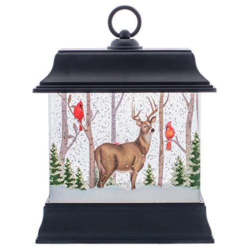 Roman 8.5 Inches LED Swirl Deer Screened Lantern