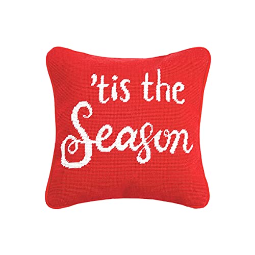 Peking Handicraft 31JES192C12SQ Tis The Season Needlepoint Pillow, 12-inch Square, Wool and Cotton