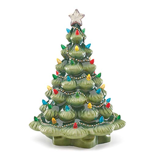 Lenox Treasured Traditions Green Porcelain Lit Tree, 4.55 LB, Multi