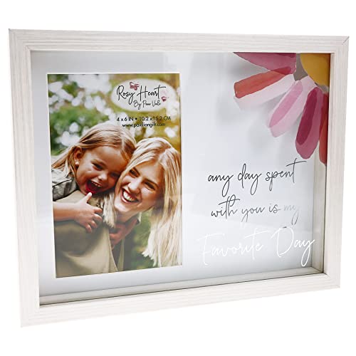 Pavilion - Favorite Day - MDF & Glass Shadow Box Frame, Holds 4 x 6-Inches Photo, Watercolor Floral Design, Ideas, Mom Frame, 1 Count, 9.5 x 7.5-Inches
