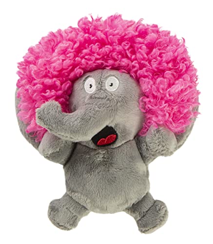 Worldwise 58526-98997-024 goDog Silent Squeak Crazy Hairs Elephant with Chew Guard Technology Durable Plush Dog Toy, Large