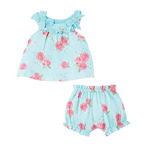 Mud Pie Baby Girls' Rose Pinafore and Bloomer, 6-9 Months, Blue