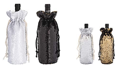 Transpac Imports Fabric Color Changing Sequins Set of 2 Wine Bag Multicolored
