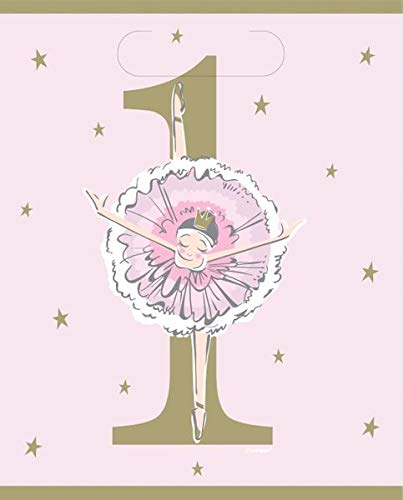 Unique Industries Ballerina 1st Birthday Loot Bags I Pink & Gold I 8 Pcs.