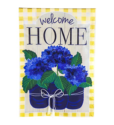 Evergreen Welcome Home Hydrangeas Garden Applique Flag