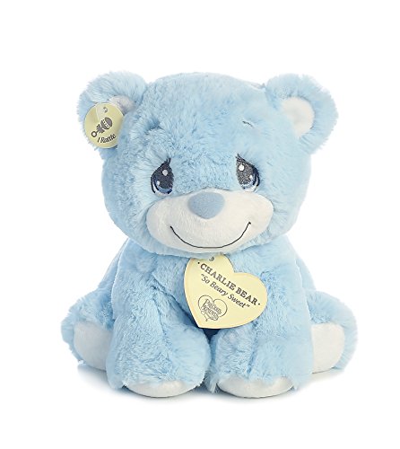 Aurora World Precious Moments Charlie Bear With Rattle So Beary Sweet Plush, Blue, 8.5"