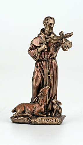 Veronese Design 3 3/8 Inch Saint Francis of Assisi Cast Resin Hand Painted Antique Bronze Finish Statue Home Decor