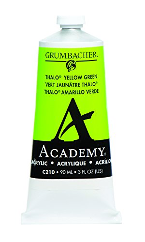 Chartpak Grumbacher Academy Acrylic Paint, Gloss, 90ml/3 oz Metal Tube, Thalo Yellow Green