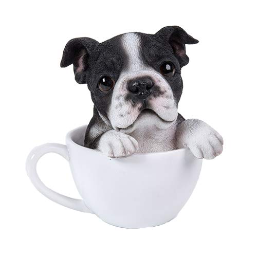 Pacific Trading Giftware Adorable Teacup Pet Pals Puppy Collectible Figurine 5.75 Inches (Boston Terrier)