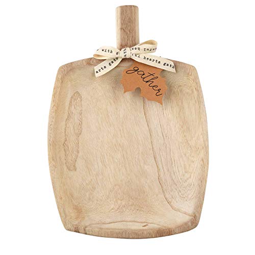 Mud Pie Tall Paulownia Pumpkin Tray, tall 17 1/2" x 9 3/4", Beige
