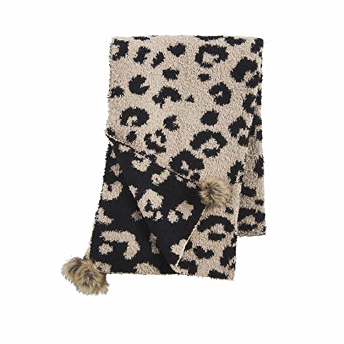 Mud Pie Leopard Chenille Womens Scarf, Tan Leopard, 68-inch