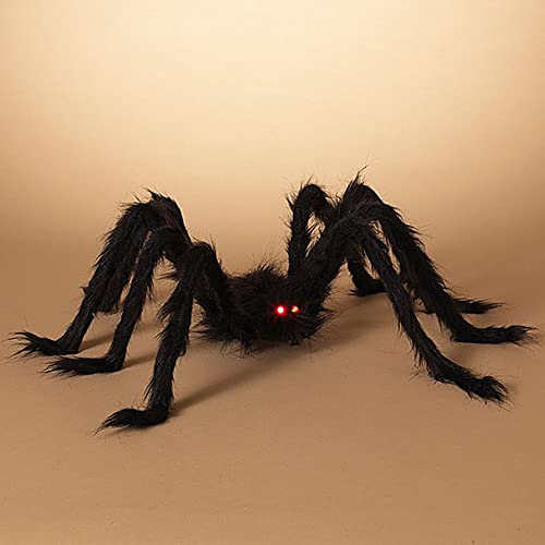 Gerson 2660760 Battery Operated Halloween Black Spider with LED Lighted Eyes Figurine, 43.3-inch Length