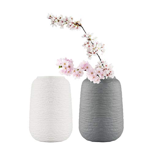 T4U Short Unglazed Ceramic Flower Vase for Home Decor Pack of 2