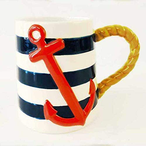 Boston Warehouse Anchor - 18 Oz Striped Ceramic Mug
