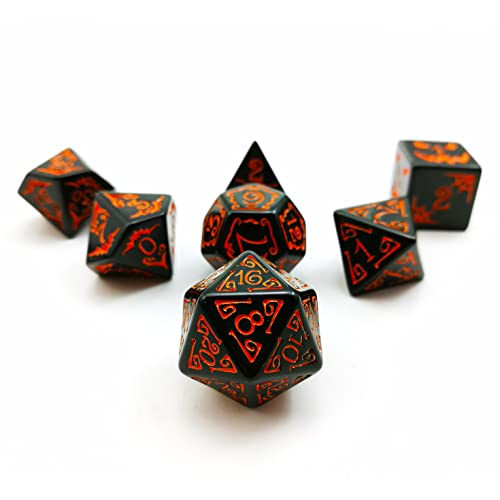 Bescon Dice Halloween Polyhedral Dice 7pcs Set, Halloween RPG Dice Set d4 d6 d8 d10 d12 d20 d% Set of 7 Halloween Dice-DND Dice