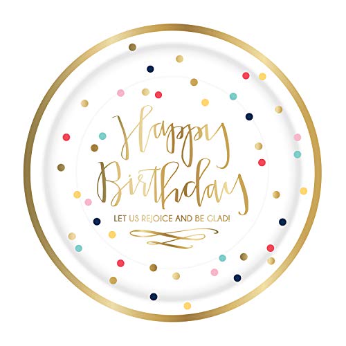 Creative Brands Faithworks - Slant Collections 8-Count Paper Plates, 7-Inch, Happy Birthday