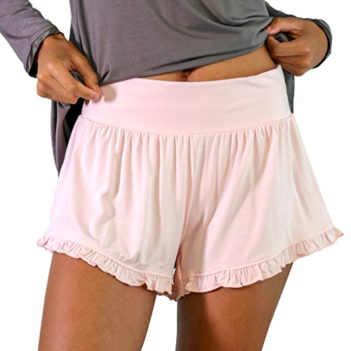Faceplant Dreams Bamboo Ruffle Shorts (Blush Pink, Large)