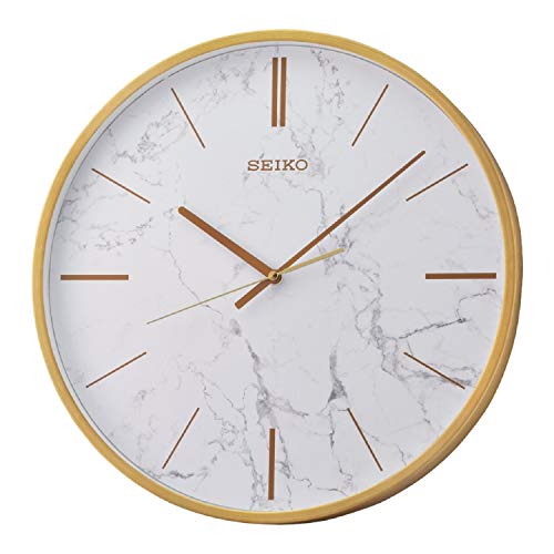 Seiko QXA760GLH Carrara Elegant Wall Clock, 16-inch Diameter, Glass Cover