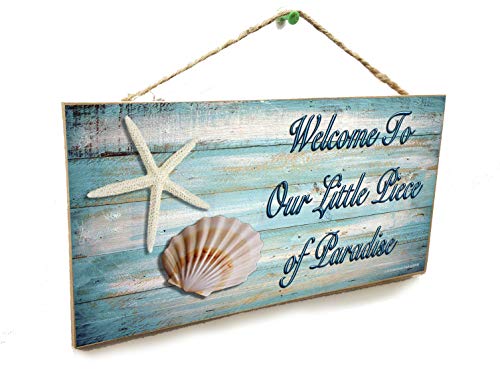 Blackwater Trading Seashells Welcome to Our Little Piece of Paradise Beach Sign Plaque 5"x10"