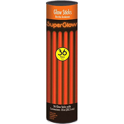 Amscan 310095.1 8" Glow Stick Tube - Orange, Party Accessory, 36 pieces