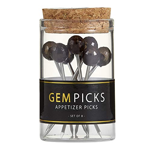 Creative Brands Santa Barbara Design Studio Table Sugar Gem Appetizer Picks, Set of 8, Black