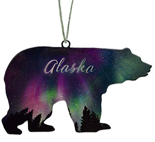 Alaska Fire and Ice Aurora Bear Ornament, 4 inches, Made in The USA by d&