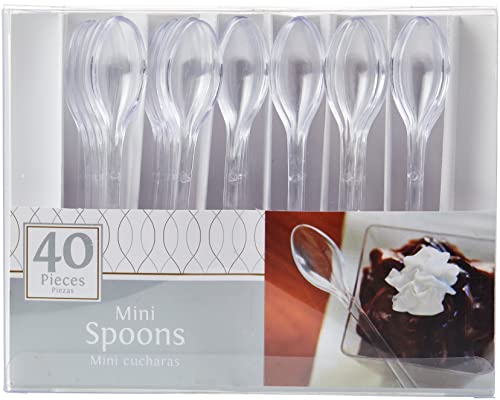 Amscan Plastic Mini Disposable-Spoons, 4", Clear