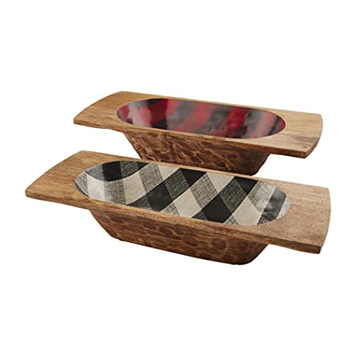 Mud Pie Buffalo Plaid Dough Bowl Set, 21-inch