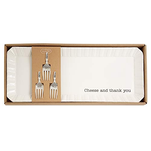 MUD PIE CHEESE TRAY WITH MARKERS SET,17" X 7",White